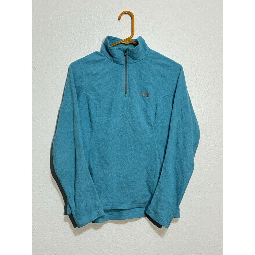 The North Face Womens Polartec Classic 1/4 Zip Jacket Small Blue Logo Fleece